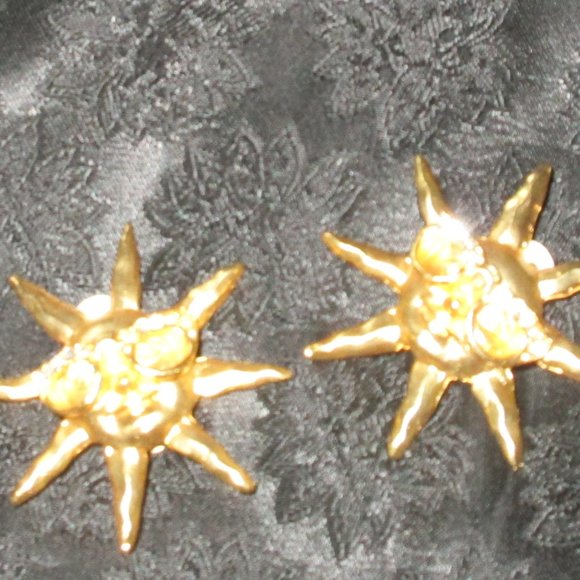GOLD SUN & MOON MAN EARRINGS ๐ SUNGLASSES CLIP ON VINTAGE 80S WOW - Picture 4 of 12